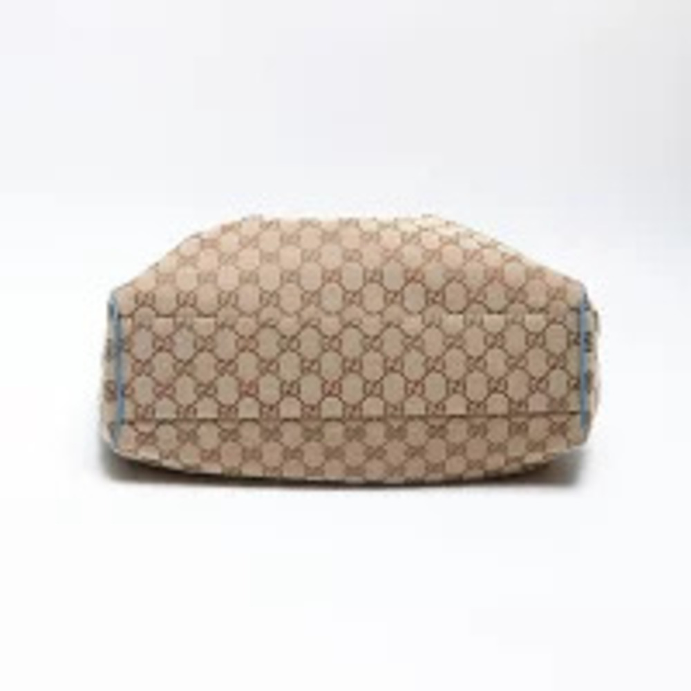 Gucci GG Canvas Sukey Blue Leather Handbag Beige - Picture 7 of 13